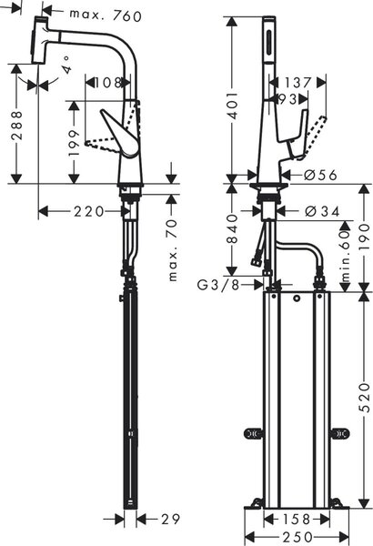 Hansgrohe Talis Select M51 baterie bucătărie pe picior oţel inoxidabil 73867800
