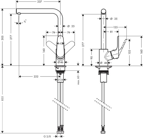 Hansgrohe Focus M41 baterie bucătărie pe picior negru 31817670