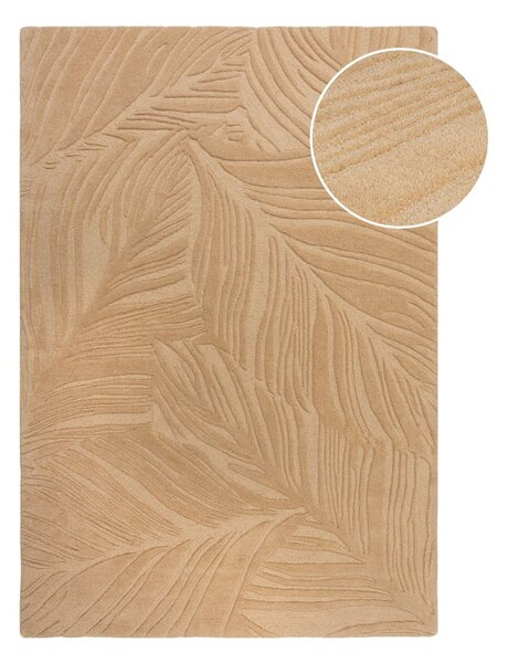 Covor din lână Flair Rugs Lino Leaf, 160 x 230 cm, maro deschis