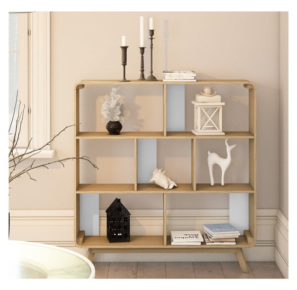 Bibliotecă în culoare naturală cu aspect de lemn de stejar 122x126 cm Caitlin – Støraa