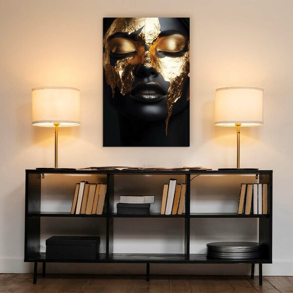 DUBLEZ | Tablou negru cu auriu - Portret modern | Imprimare UV premium