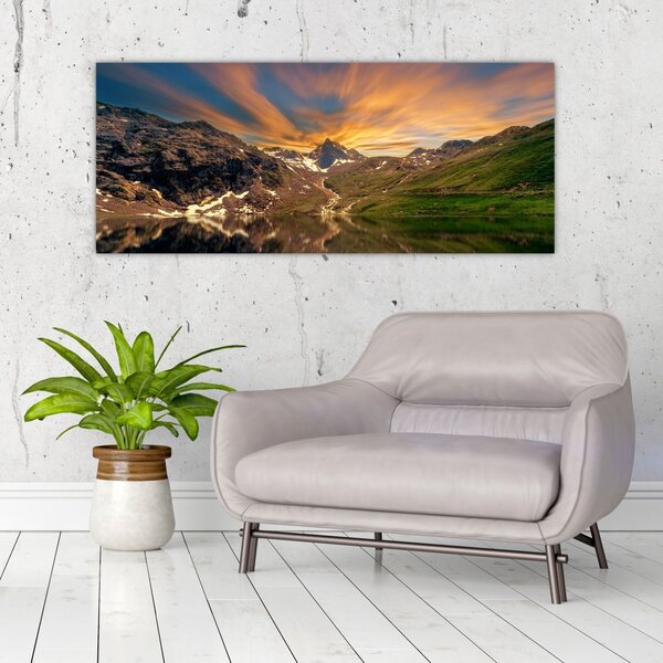 Tablou - Oglindirea în lacul montan (120x50 cm)