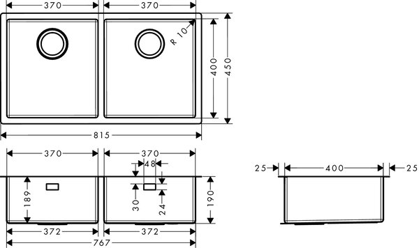 Hansgrohe S 71 chiuveta din otel 76.7x40 cm 43430800