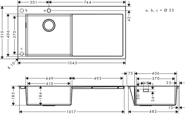 Hansgrohe S 71 chiuveta din otel 104.5x51 cm 43331800