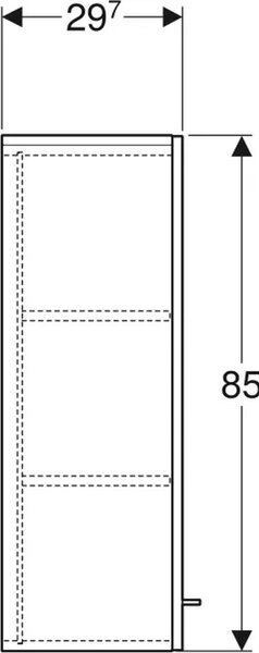 Geberit Selnova Square dulap 33x29.7x85 cm laterala pe perete alb 501.276.00.1