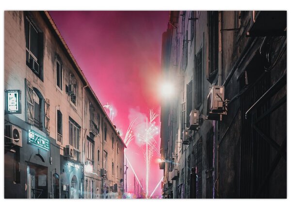 Tablou - Artificii din Marseille (90x60 cm)