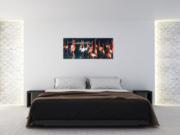Tablou - turmă de flamingo (120x50 cm)
