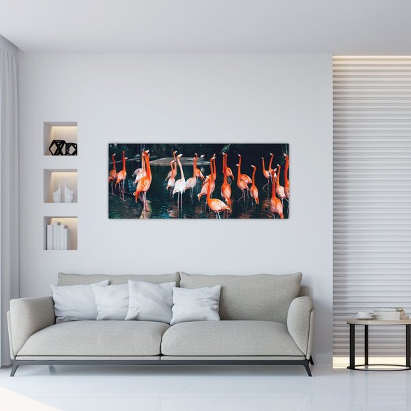 Tablou - turmă de flamingo (120x50 cm)