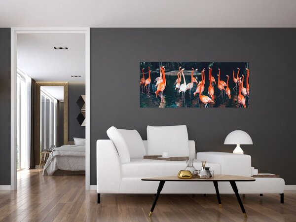 Tablou - turmă de flamingo (120x50 cm)