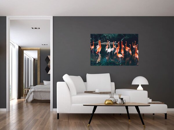 Tablou - turmă de flamingo (90x60 cm)