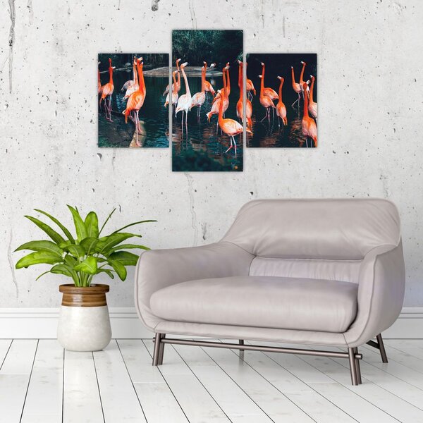 Tablou - turmă de flamingo (90x60 cm)