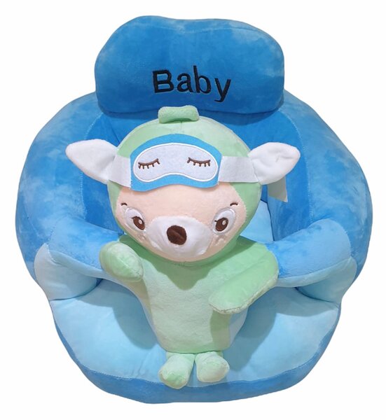 Fotoliu din plus pentru bebelusi cu spatar si decupaj pentru picioare, Oita somnoroasa, 50 cm, Albastru, FPS-109
