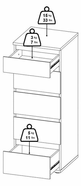 Comodă albă înaltă 40x107 cm Nova – Tvilum