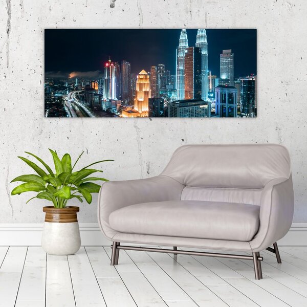 Tablou - Noaptea în Kuala Lumpur (120x50 cm)