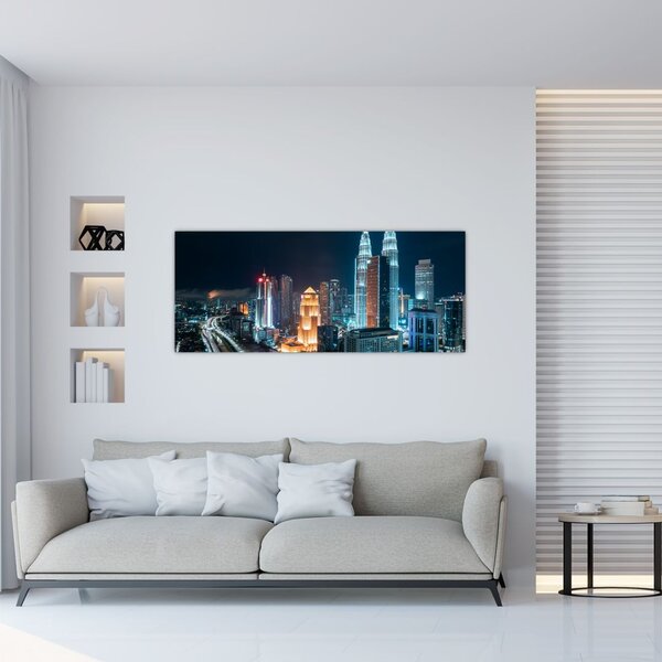 Tablou - Noaptea în Kuala Lumpur (120x50 cm)