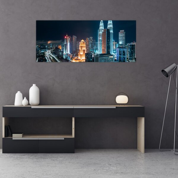 Tablou - Noaptea în Kuala Lumpur (120x50 cm)