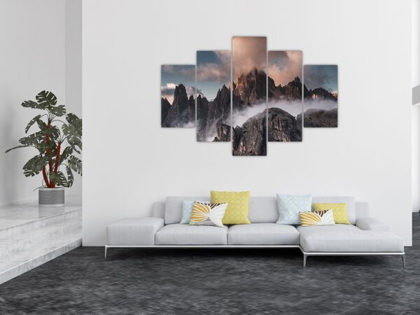 Tablou - Dolomiți Italieni ascunși în ceață (150x105 cm)