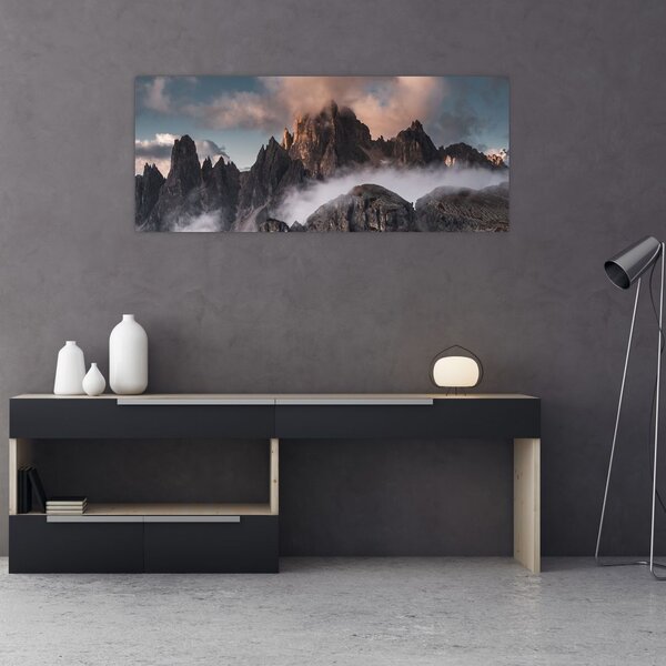 Tablou - Dolomiți Italieni ascunși în ceață (120x50 cm)