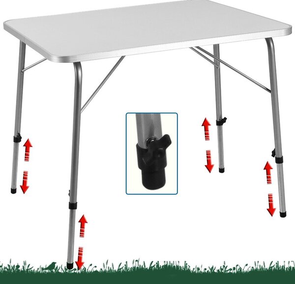 Masă de camping pliabilă FOKA, 80x54x51-70cm, alb Casaria