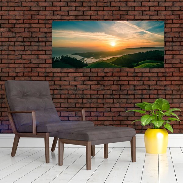 Tablou cu soarele răsărind deasupra mării (120x50 cm)