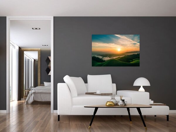 Tablou cu soarele răsărind deasupra mării (90x60 cm)