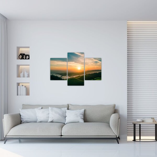 Tablou cu soarele răsărind deasupra mării (90x60 cm)