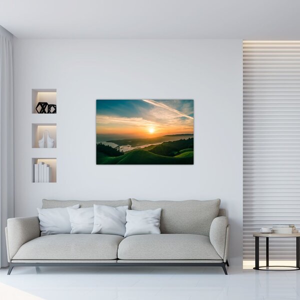Tablou cu soarele răsărind deasupra mării (90x60 cm)