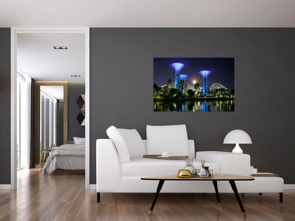Tablou cu lună plină în grădinile din Singapur (90x60 cm)