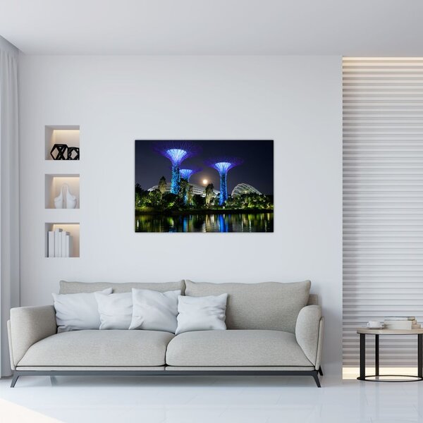 Tablou cu lună plină în grădinile din Singapur (90x60 cm)