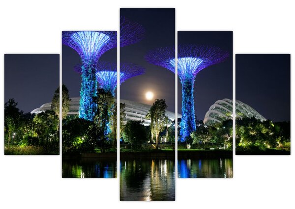 Tablou cu lună plină în grădinile din Singapur (150x105 cm)