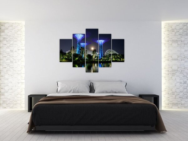 Tablou cu lună plină în grădinile din Singapur (150x105 cm)