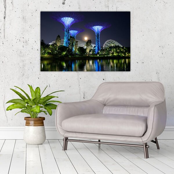 Tablou cu lună plină în grădinile din Singapur (90x60 cm)