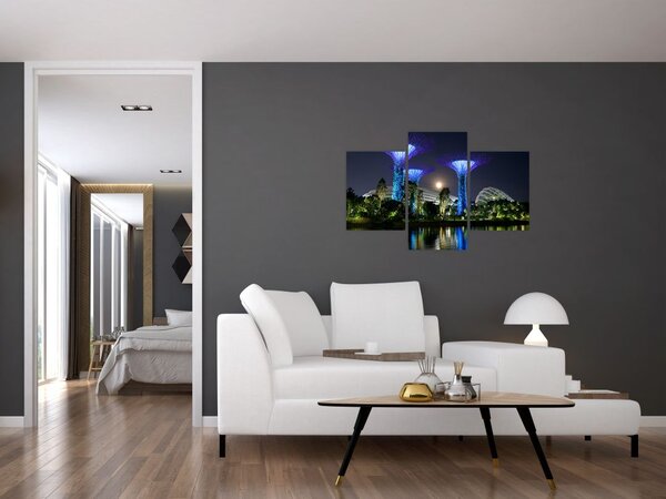 Tablou cu lună plină în grădinile din Singapur (90x60 cm)