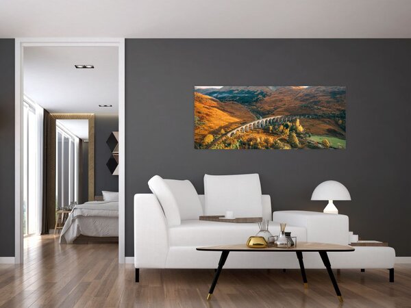 Tablou cu pod în valea din Scoția (120x50 cm)