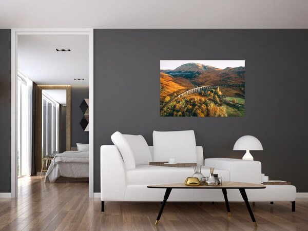 Tablou cu pod în valea din Scoția (90x60 cm)