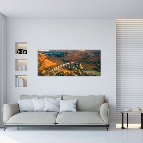 Tablou cu pod în valea din Scoția (120x50 cm)