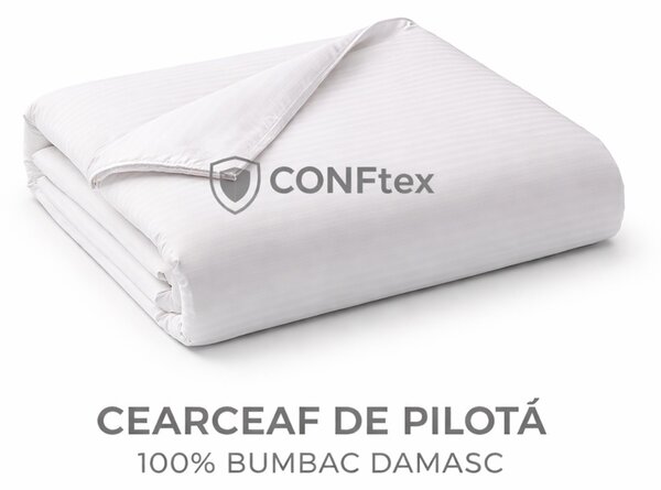Cearceaf de Pilotă Damasc 100% Bumbac Alb