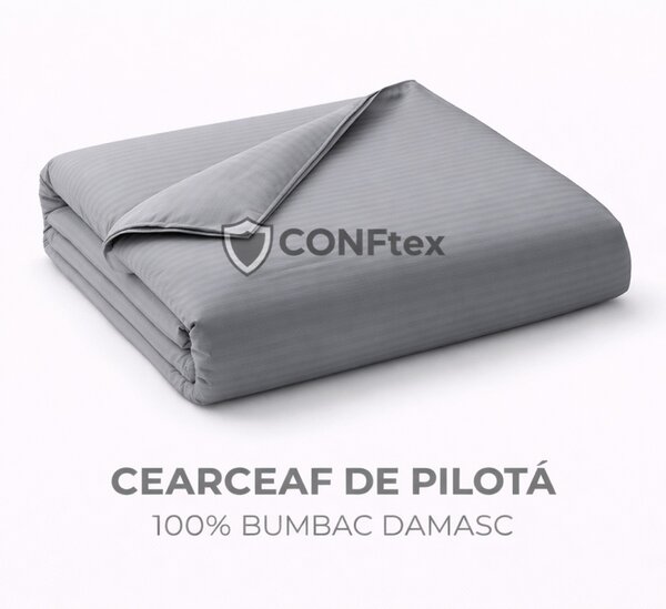 Cearceaf de Pilotă Damasc 100% Bumbac Antracit