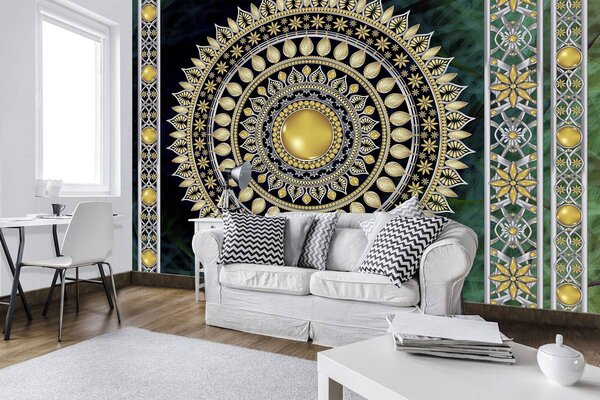 Fototapet - Mandala în verde (254x184 cm)