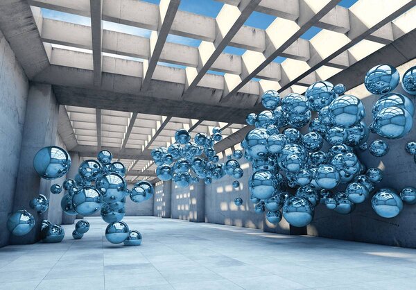 Fototapet - Modernism 3D albastru (152,5x104 cm)