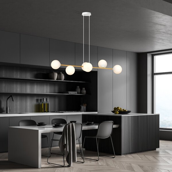 Emibig Gravity lampă suspendată 6x10 W alb-auriu 1242/6