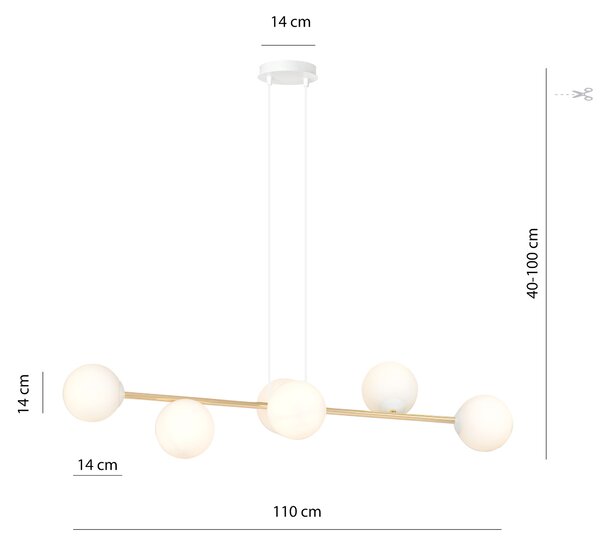 Emibig Gravity lampă suspendată 6x10 W alb-auriu 1242/6
