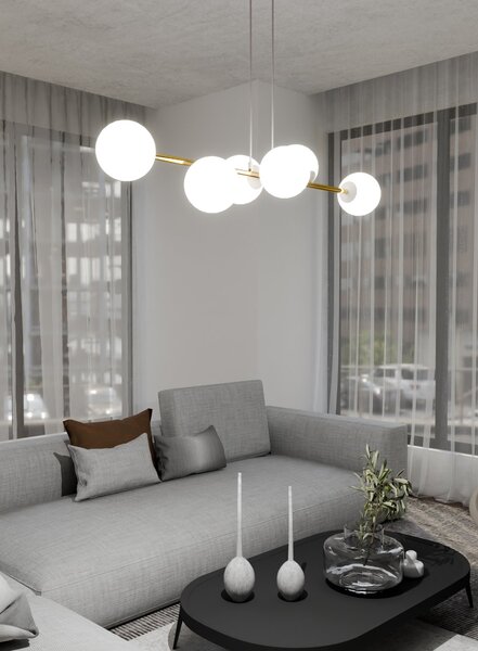 Emibig Gravity lampă suspendată 6x10 W alb-auriu 1242/6
