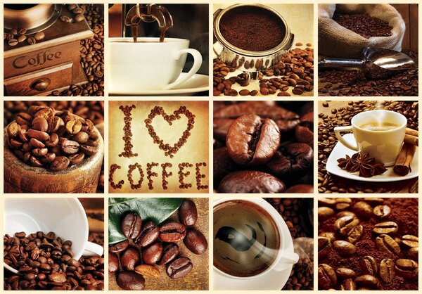 Fototapet - I love coffee - colaj (152,5x104 cm)