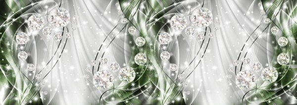 Fototapet - Abstract, diamante, argint și smaragd (254x184 cm)