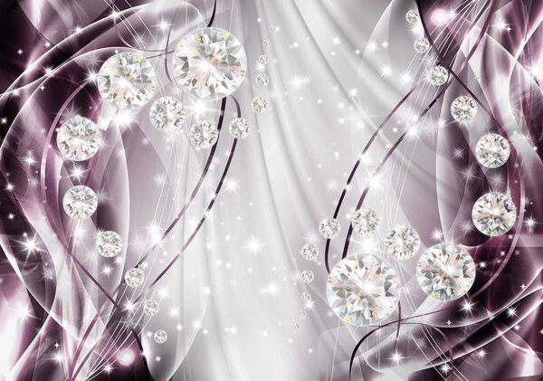 Fototapet - Abstract, diamante, argint și violet (254x184 cm)