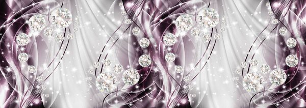 Fototapet - Abstract, diamante, argint și violet (254x184 cm)