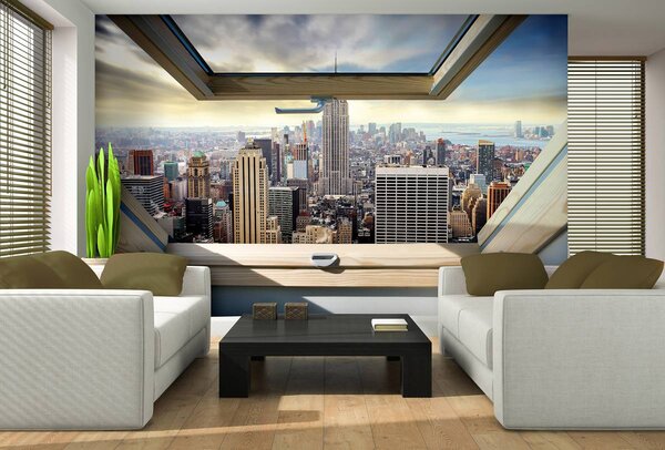 Fototapet - New York - privire panoamatică din geam (152,5x104 cm)