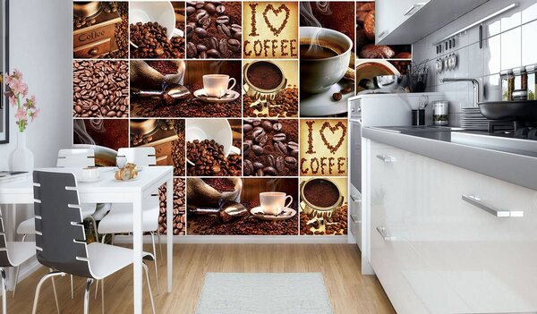 Fototapet - I Love Coffee - colaj (254x184 cm)