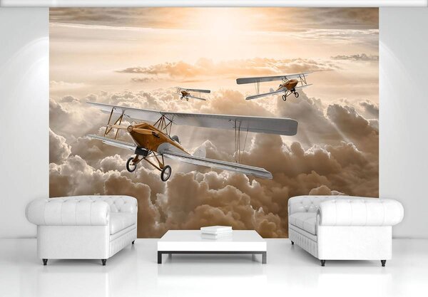 Fototapet - Avioane deasupra norilor (152,5x104 cm)